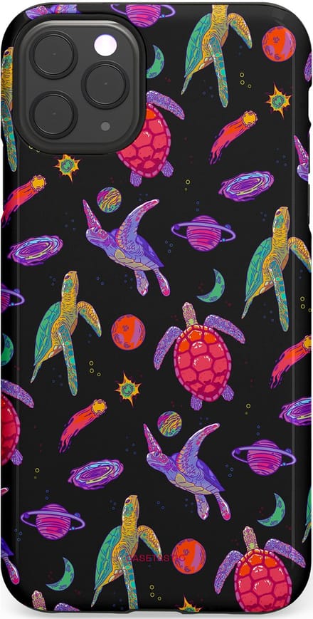 Casetastic hoesje geschikt voor Apple iPhone 11 Pro Max - Dubbellaagse bescherming - Astro schildpad - Fashion Case - Zwart Donkerblauw Lavendel