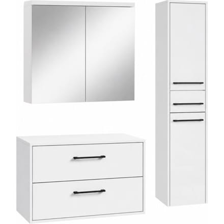 Badplaats Wastafelkast Set Florence 80 x 46 cm - Mat Wit - met Spiegelkast en Kolomkast
