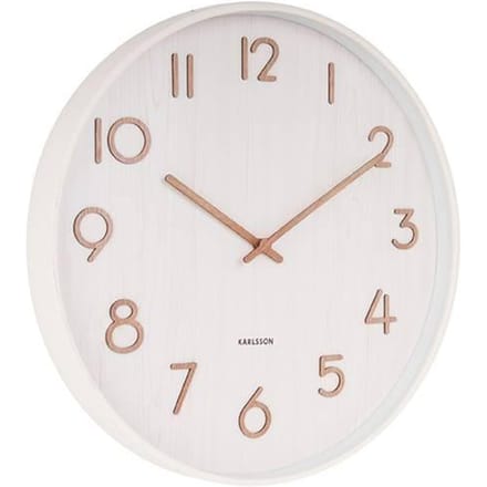 Karlsson Wandklok Pure - Wit lindehout - Medium - Ø40cm - Scandinavisch