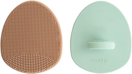 Mushie Cradle Cap Brush 2-Pack - Natural/Cambridge Blue