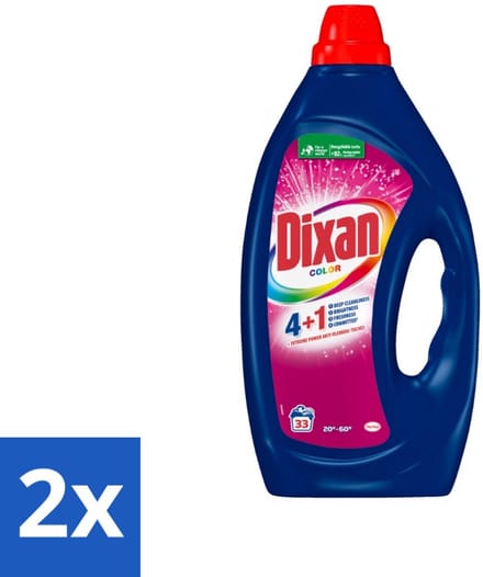 2 x Dixan - Vloeibaar wasmiddel - Voor gekleurde was - 33 wasbeurten