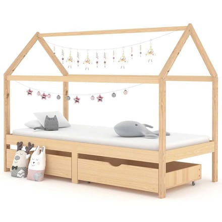 vidaXL - Kinderbedframe - met - lades - massief - grenenhout - 90x200 - cm