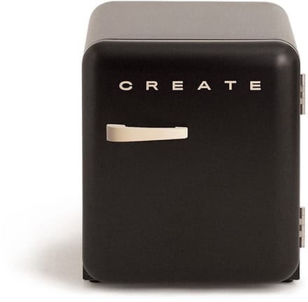 CREATE - Koelkast in retrostijl - Zwart - Handvat Zand - FRIDGE RETRO 48L