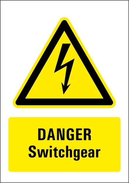Danger switchgear sticker 210 x 297 mm