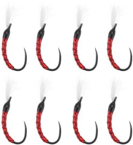 8 Stuks Bloodworm Flies voor Forel Vissen - Maat 10