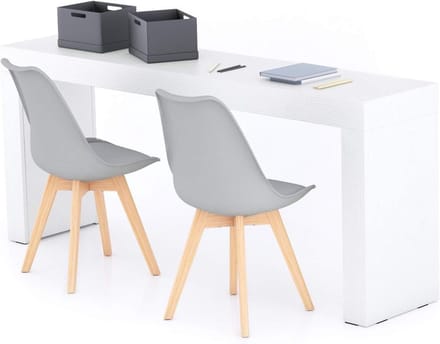 Bureau Evolution - Bureau voor drie - Thuiswerkplek inrichten - Kabeldoorvoer in poten - 180x40 cm - Wit Essen