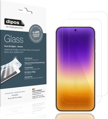 dipos – 2x Pantserfolie geschikt voor Huawei Pura 90 Pro Max | 9H Screenprotector