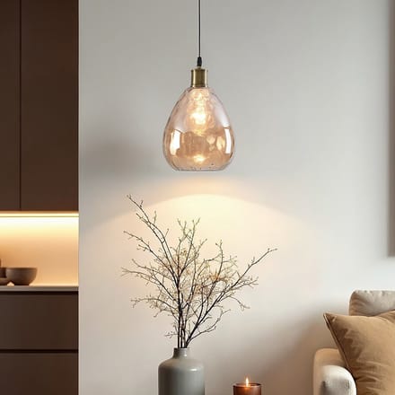 LumenXL 1-lichts hanglamp Verona amber - druppel bolling glas