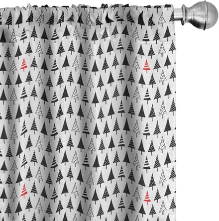 ABAKUHAUS – Gordijnen 2x75x175 cm – Microvezel – Driehoekige Dennenbomen