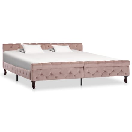 vidaXL - Bedframe - fluweel - roze - 200x200 - cm