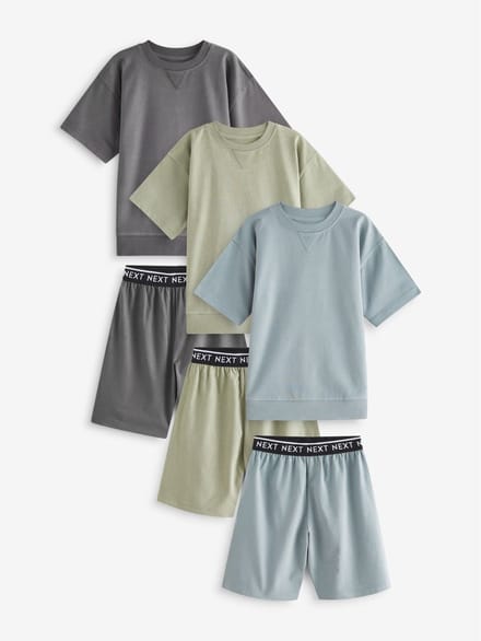 Next - Jongens - Set van 3 korte pyjama's - Blauw