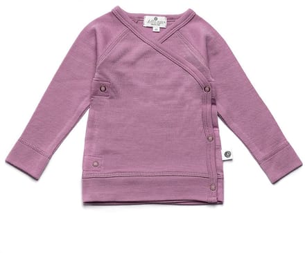 Baby wollen overslagtrui – Merinowol - Lavender Mist 74