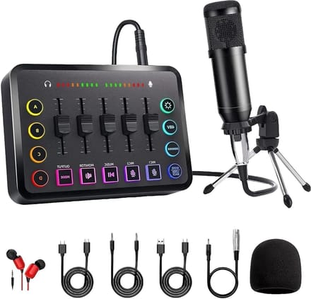 Podcast Microfoon Mengpaneel - Audio Streaming Set - Content Creëren - Ruisonderdrukking - 228 x 201 x 98 cm - Zwart