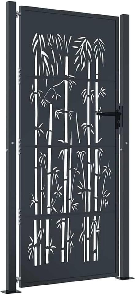 Tuinpoort met Bamboe-effect 100x200 cm Staal Antraciet