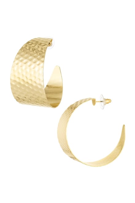 Oorbellen rondjes print - goud