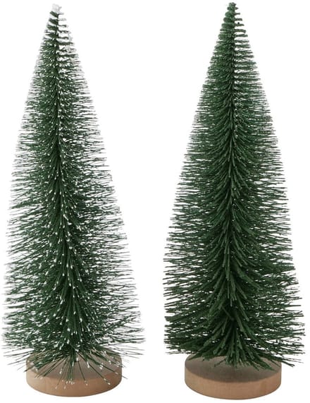 B. 2-delige set decoratieve standaard Tarvo spar groen + spar sneeuw - 1015289