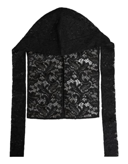 Dolce & Gabbana Zwarte Bloemenkant Hoofddoek Hoed