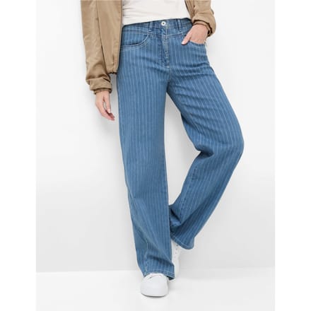 Raphaela by Brax Dames Palazzobroek  Style LAURA FLARED BLEACHED, denim lichtblauw, maat 48