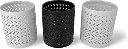 Windlicht Zwart Wit Porselein set van 3