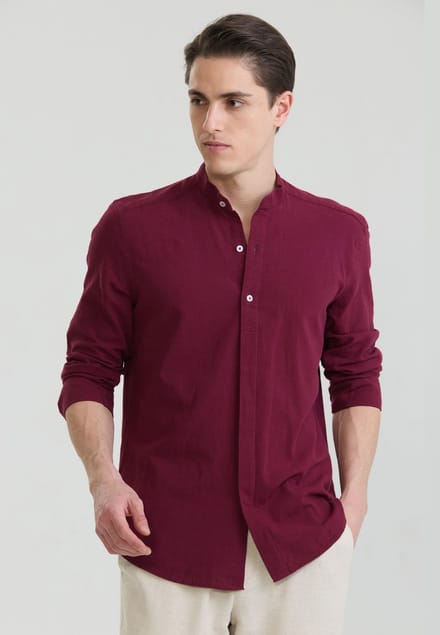 Felix Hardy Overhemd - Overhemden - Katoen Linnen Heren Bordeaux - M
