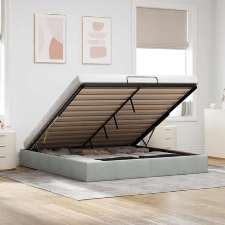 vidaXL - Ottoman - bedframe - zonder - matras - 180x200 - cm - fluweel - lichtgrijs