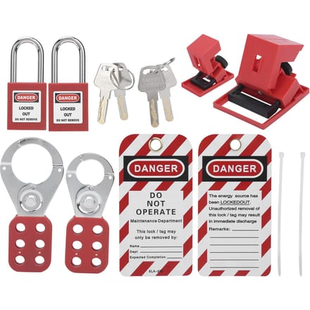 Kit de verrouillage et d'étiquetage multifonctionnel avec cadenas rouge et étiquette d'avertissement red