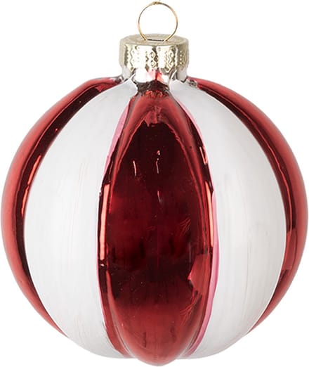 Clayre & Eef Kerstbal Overig Ø 8x8 cm Rood Wit Glas Kerstballen