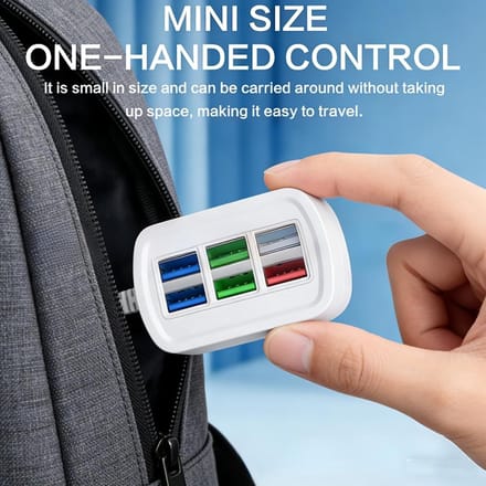 Stekkerdoos met 6 USB-poorten - Wit - Draagbare USB-oplader voor Smartphones en Tablets