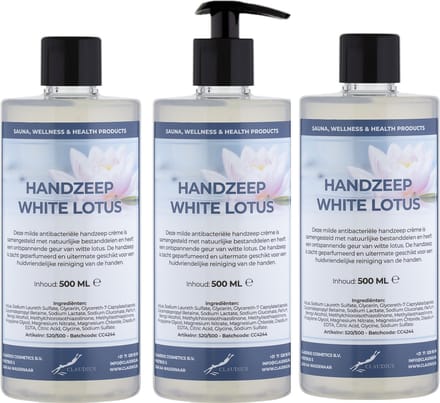 Handzeep White Lotus 500 ml - met gratis pompje - set van 3 stuks