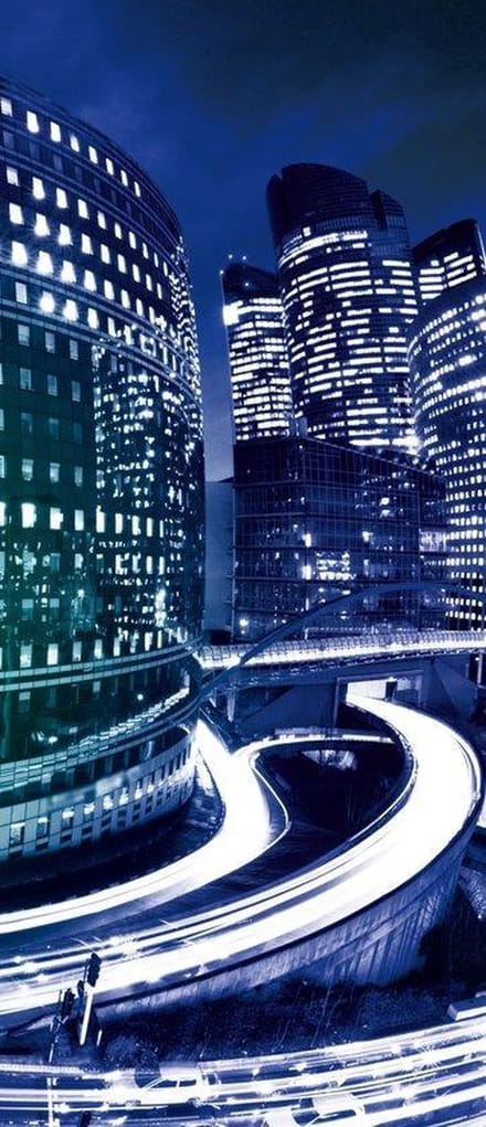City Skyline Night Photo Wallcovering