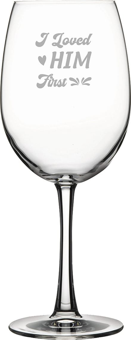 Gegraveerde rode wijnglas 46cl I loved him first