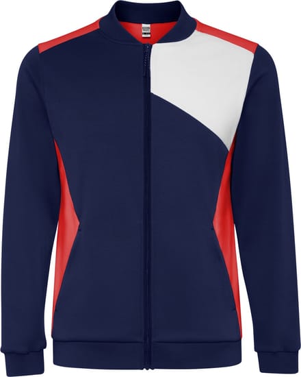 Trainingspak, broek en jas, Donker Blauw / rood / wit maat L model Leros