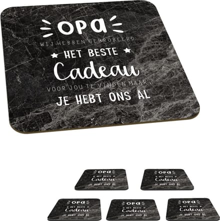 Onderzetters voor glazen - Het beste cadeau - Opa - Spreuken - Quotes - 10x10 cm - Glasonderzetters - 6 stuks