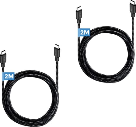 Usb C kabel 2m - Stevig nylon - 65W snelladen - 480Mbps data