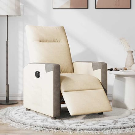 vidaXL - Fauteuil - verstelbaar - elektrisch - stof - crèmekleurig