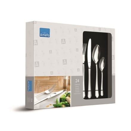 Amefa Pearl 24-delige Bestekset – 6 Personen – Zilver – 18/0 Chroomstaal – Cadeauverpakking