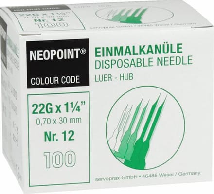 Neopoint Injectienaalden 22G x 1¼” (0.7 mm x 30 mm) zwart - 100 stuks