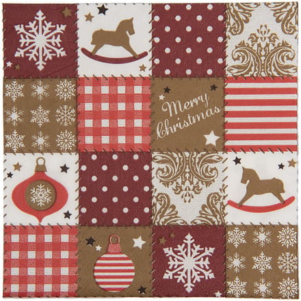 Clayre & Eef Servetten Papier Set van 20 33x33 cm Rood Papier