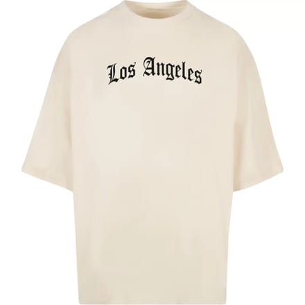 Mister Tee - Los Angeles Wording New Huge Heren Tshirt - L - Creme