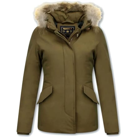 Beluomo Korte winterjassen met bontkraag jas donker