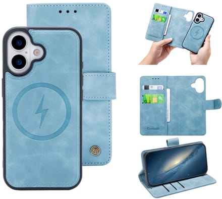 Cityhoesje â“ Bookcase 2 in 1 MagSafe â“ iPhone 17 Licht Blauw