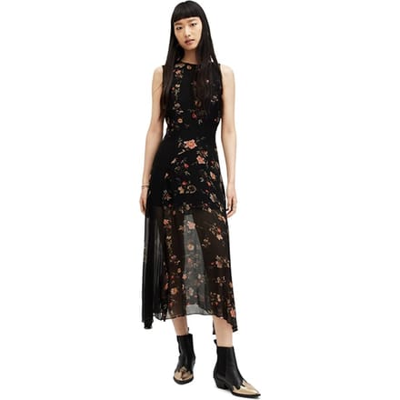 AllSaints Jules Tanana Dress Black Größe: 2 | Midikleider Outlet | Damen | Schwarz