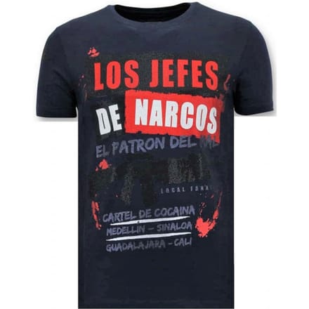 Exclusieve Heren T-shirt - Los Jefes De Narcos - Blauw