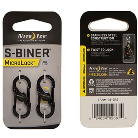 Nite Ize S-Biner Karabijnhaak Microlock 2-Pack Zwart