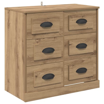 vidaXL - Dressoir - Artisan - Eiken - 70 - x - 35,5 - x - 67,5 - cm - Bewerkt - hout