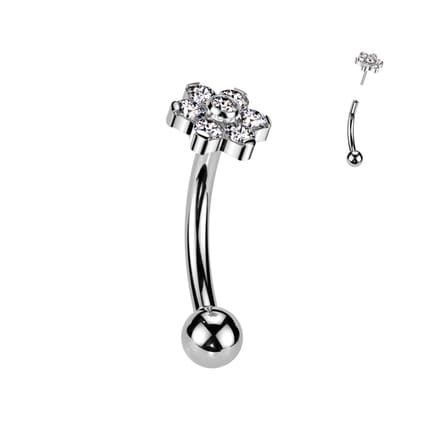 Piercing titanium curved bloem 1.2x8 - zilver - LMPiercings