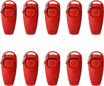tooloflife Hond Clicker, Training Clicker Hond Fluitje Clicker 2 in 1 Training Gereedschap Rood 10 STKS