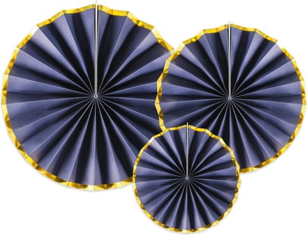 Partydeco - Honeycomb Navy Blue gouden randje ( 3 stuks)
