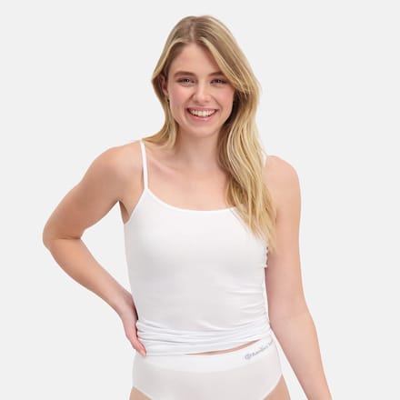 Comfortabel & Zijdezacht Bamboo Basics Spaghetti Tops Vera (2-pack) - Wit - XXL
