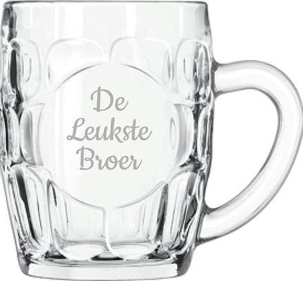 Gegraveerde Bierpul 55cl De Leukste Broer